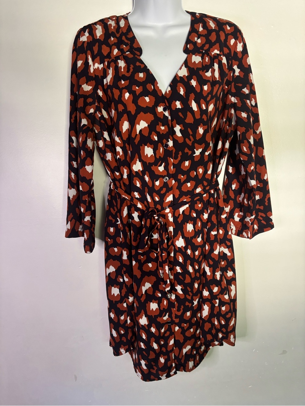 41 Hawthorn Leopard Shirt Dress L Petite